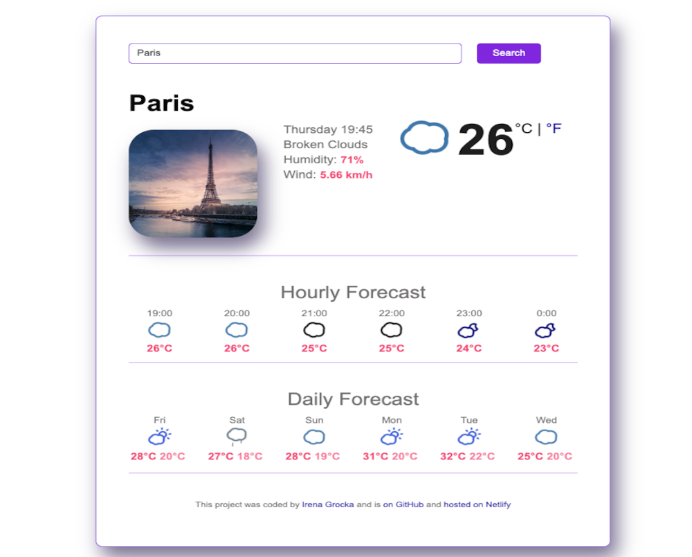 image of react forecast app